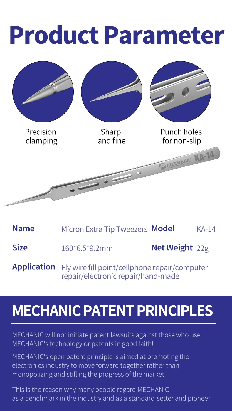 【MECHANIC】KA-14 Hoge hardheid Anti-magnetisch 0,01 mm speciale tip Pincet voor telefoonreparatie Fly Wire BGA Vastklemmen nauwkeurig gereedschap
