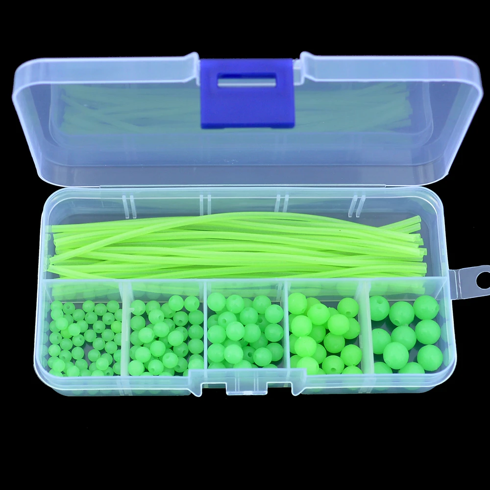 Luminous Fishing Beads Tube 170pcs/set Soft Rubber Rig Tube Sleeve Accessories Floating Glow Fishing Beads Fishing fishing tools