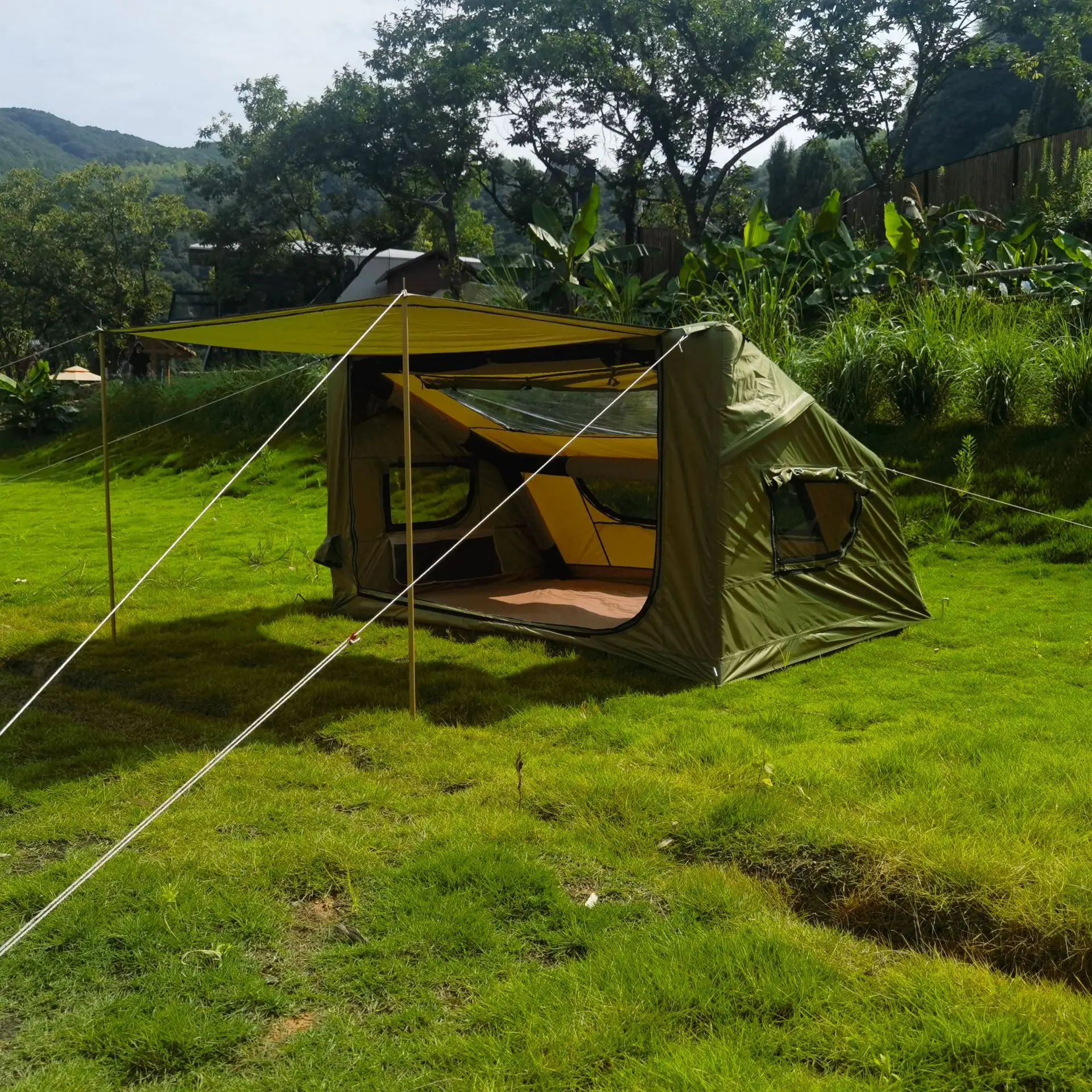 Outdoor Integrated Inflatable Oxford Tent Four Season Camping Waterproof Portable UV Resistant Durable Tent