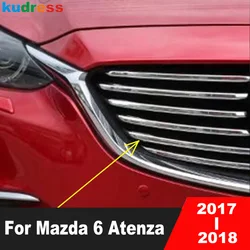 For Mazda 6 Mazda6 Atenza 2017 2018 Chrome Car Front Center Grills Grille Cover Trim Racing Molding Strip Exterior Accessories