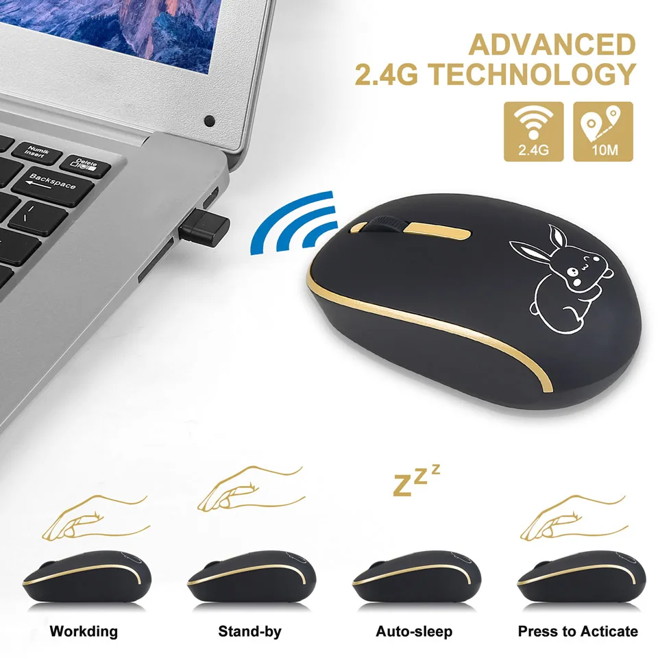 HKZA-Tipo C Mouse Sem Fio, 2.4GHz, USB C, Ratos para Macbook Pro, USB, Baixo Ruído, Ergonômico, Computador, Silencioso, PC, Acessórios Laptop