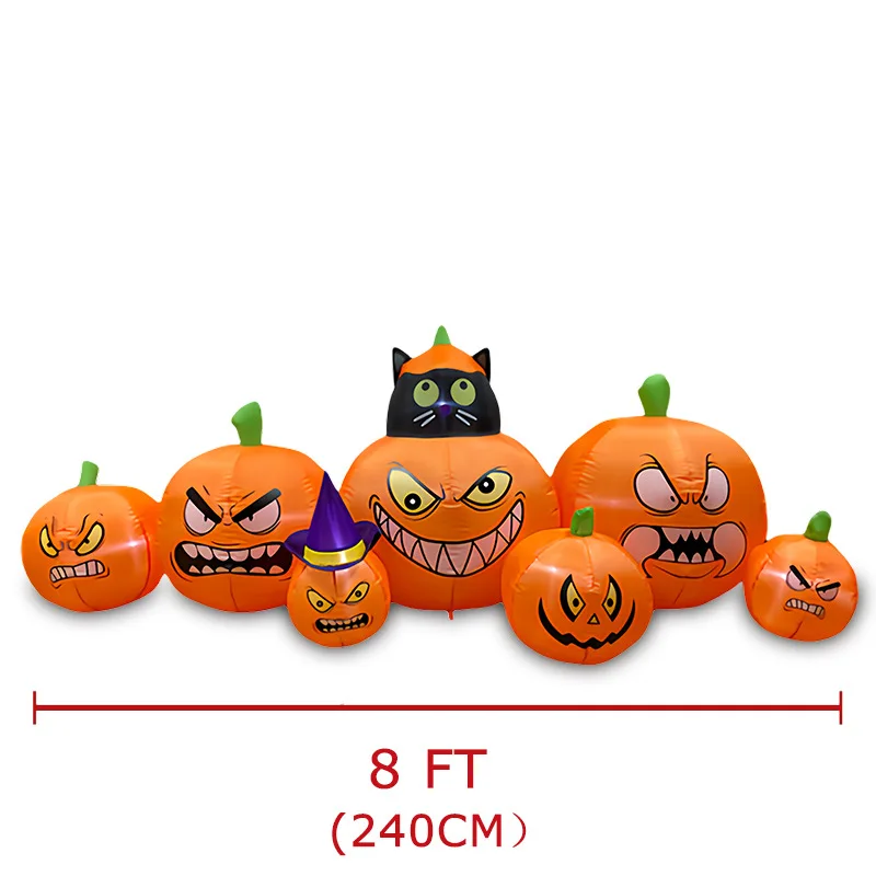 Halloween inflável gato preto e abóbora brilhante decoração conjunto assustador fantasma festival quintal festa combinação peça