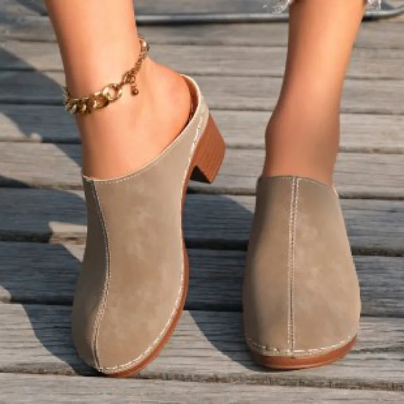 2026 Women High heels Closed Toe Wedge Vintage Sandals Ladies Platform Designer Shoes New Summer Fashion Slippers Slides Women image 3