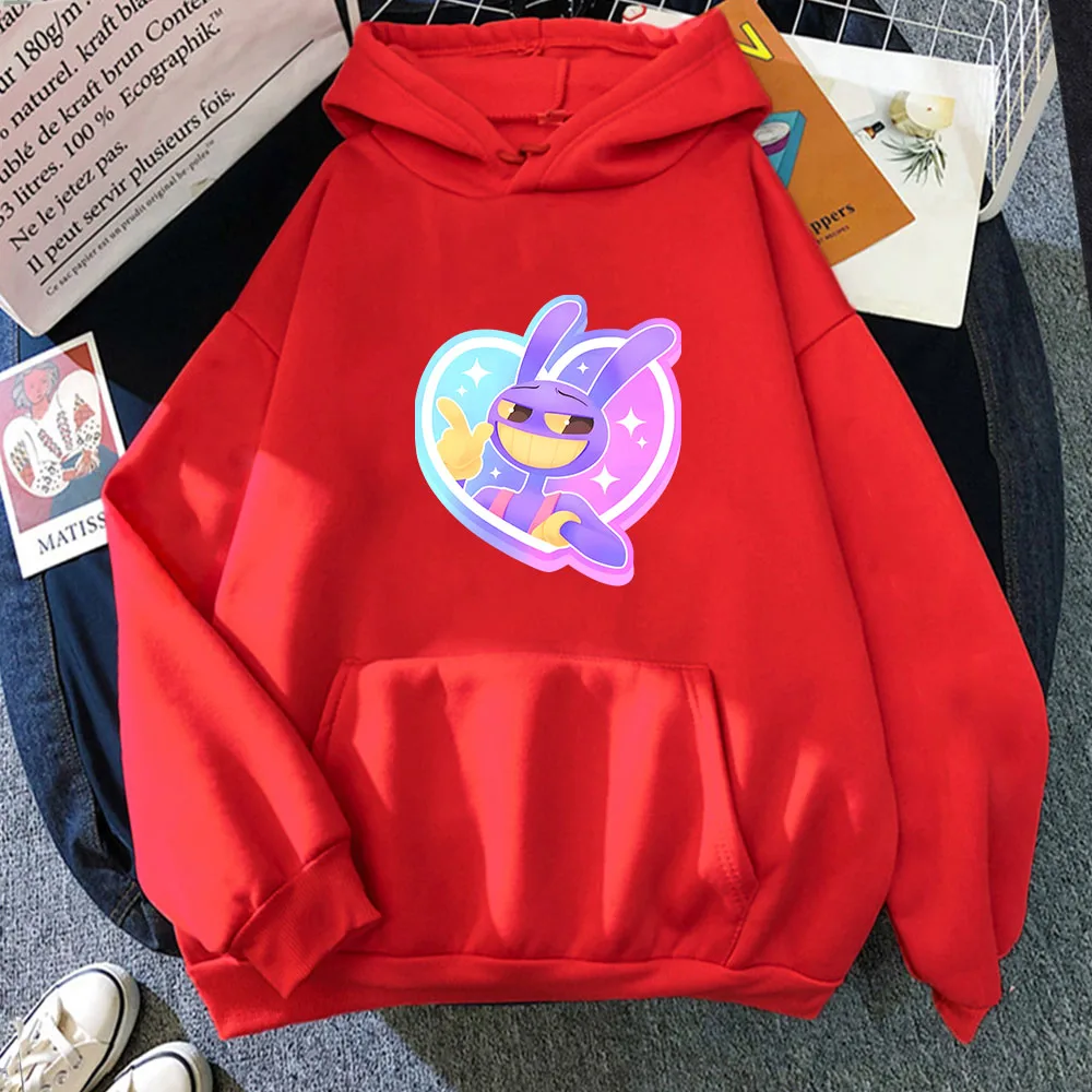 طباعة نمط أرنب السيرك جاكس الرقمي، عصرية للرجال والنساء، هوديي للخريف والشتاء في الشارع