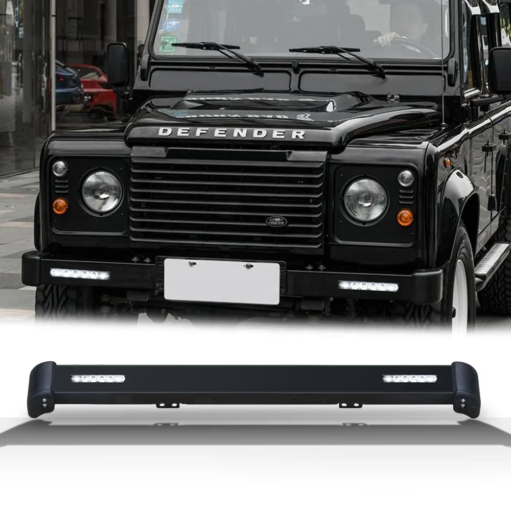 STEEL FRONT BUMPER LED DRL & SPOT LIGHTS & RUBBER COVERS FOR LAND ROVER DEFENDER 90 110