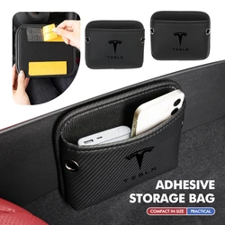 Car Phone Key Pocket Storage Organizer Bag Sticky Pouch For Tesla Model 3 Y S X 2021 Roadster Cybertruck Juguete