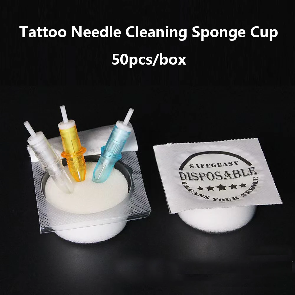 50PCS Tattoo Dip Foam Sponge Sterilized Dip Cup Caps Sterilized Tattoo Needle Dip Foam Cleaning Cup for Needle and Tip Rinse