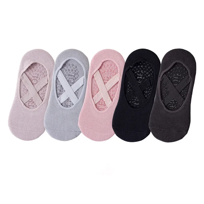 1 Par de Meias de Yoga Antiderrapantes Femininas para Dança, Pilates e Academia, Meias de Algodão Respiráveis Invisíveis com Grip de Silicone para Treino Interno