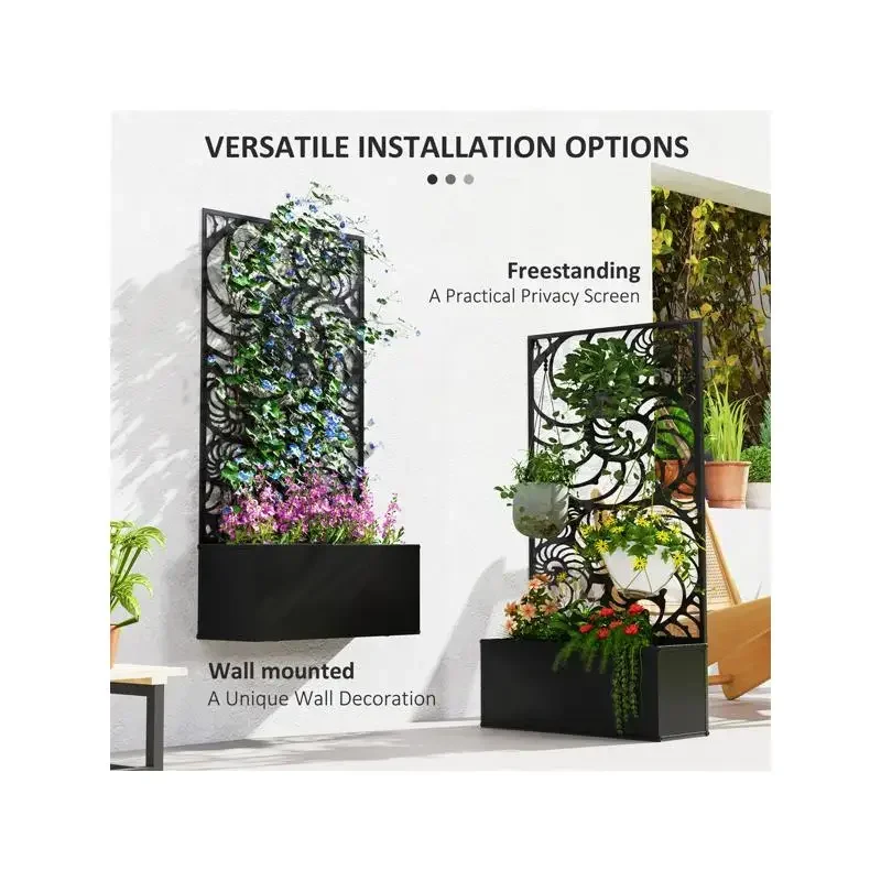 Galvanized Garden Bed with Privacy Panel - Durable Outdoor Planter for Vegetables and Flowers, Easy Assembly, Perfect for Small