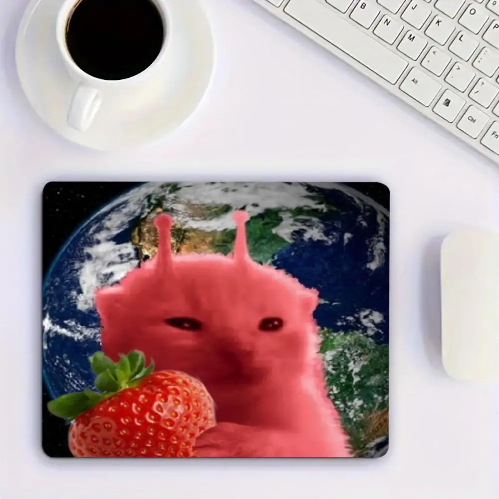 Square Mouse Pad Cute Alien Cat Space Earth Fruit Design Rubber Non Slip Desktop Mouse Mat For Laptop Office Gaming 18x22 40x45
