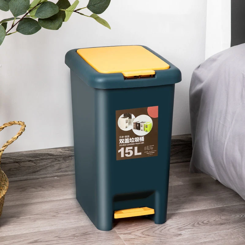 Bathroom Large Trash Can with Cover Foot Pedal  Free 40 Garbage Bags Kitchen Trash Bin Home Organization Storage 8L/10L