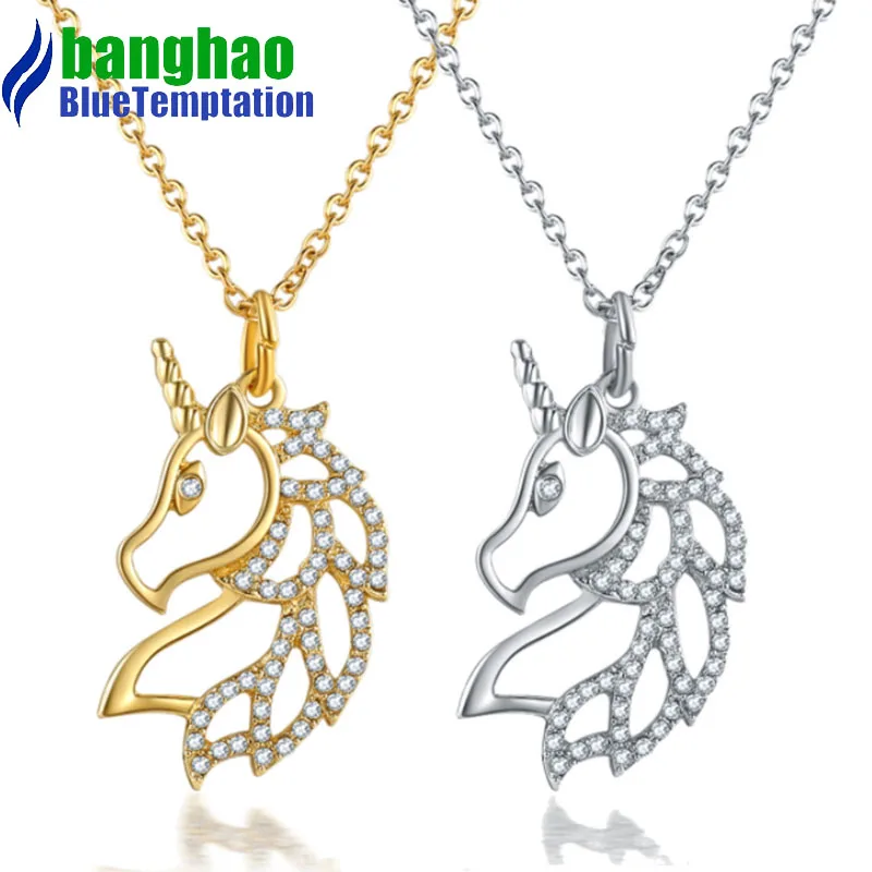 wholesale DIY horse's head charms Necklace pendant for Women Zircon Jewelry Necklace Mermaid Accessories NK127