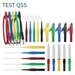 QSS Multimeter Test Lead Kit 4MM Banana Plug to Alligator Clip Test Lead with Test Probe Back Probes Kit Alligator Clip Q.T8008