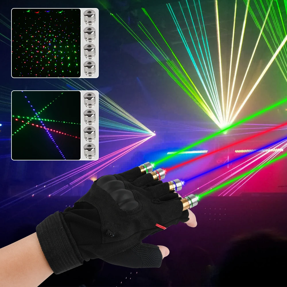 Gloves with Laser RGB Laser Gloves Dancing Stage Gloves Laser Palm Light for DJ Club/Party/Bars Novelty light Performance Props