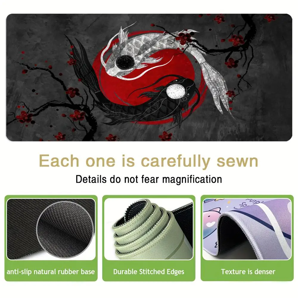 

Artistic fantasy Tai Chi koi design Mouse Pad Desk Mat Gaming mat pc accessories rubber anti-slip keypad expansion mousepad