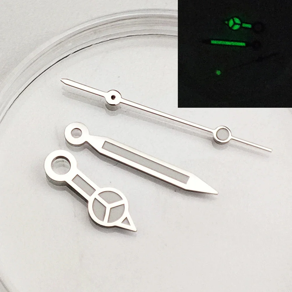 Green Luminous Watch Hands Sliver Watches Accessories for NH35/NH36 Movement Watch Modifications Replacement Parts