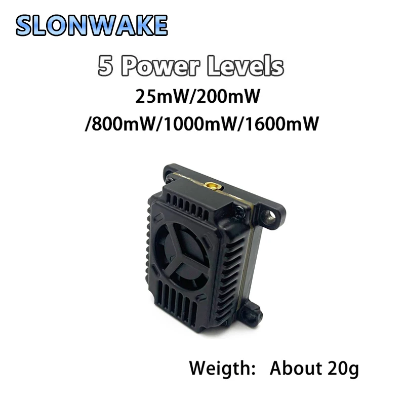 SLONWAKE 5.8G 1.6W 5 Níveis de Potência VTX 48CH Raceband CNC Shell Ventilador de Refrigeração 2-4S 36 × 36mm para RC FPV