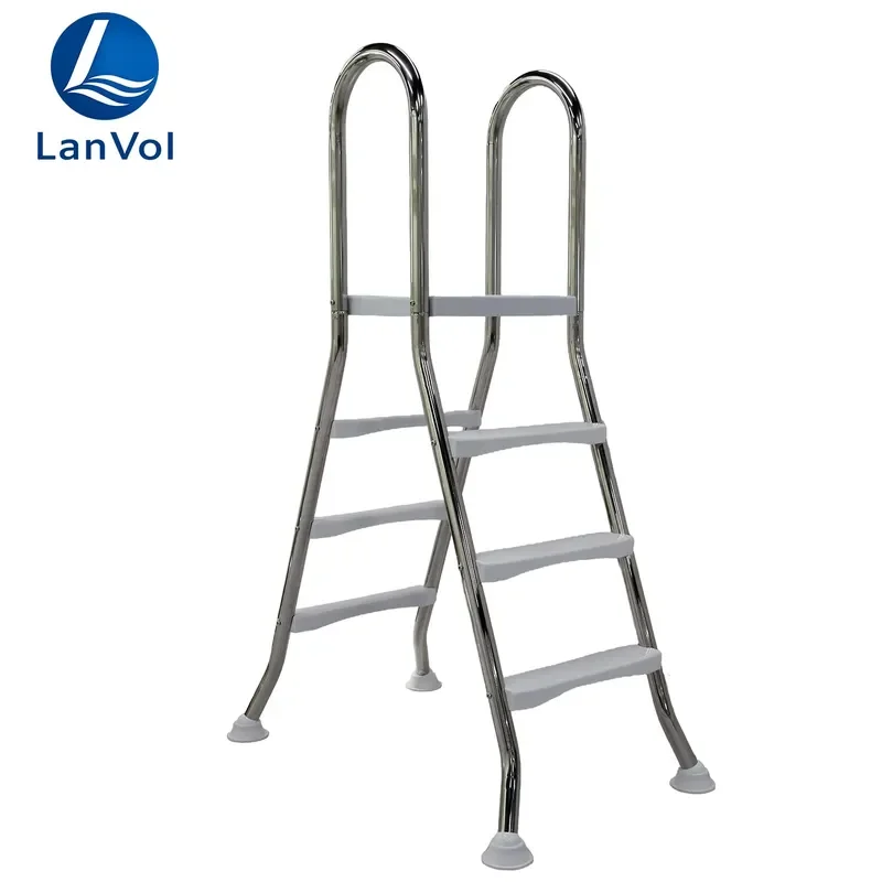 304 Stainless Steel Pool Ladder 4 Step Double Sided Rust Proof Pre Installed Swimming Pool Accessory for Inground Pools