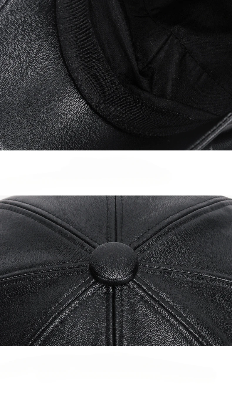 Neue Frauen PU Leder Berets Kappe Hut Schwarz Rot Außen Einstellbar Weibliche Herbst Winter Casual Dame Kappe Hut Für Frauen – Detail 14
