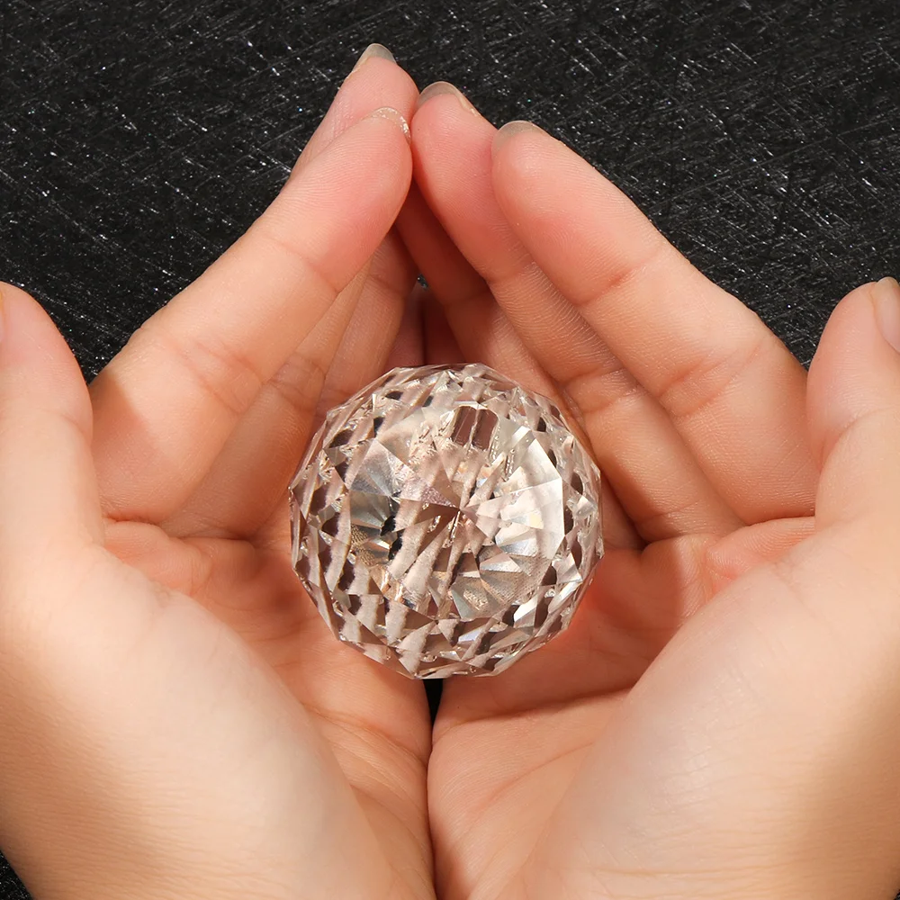 D9 2/3/4cm Glittery Faceted White Crystal Clear Pendant Crystal Ball Ornament Lighting Art Chandelier Parts Home Decor Accessory