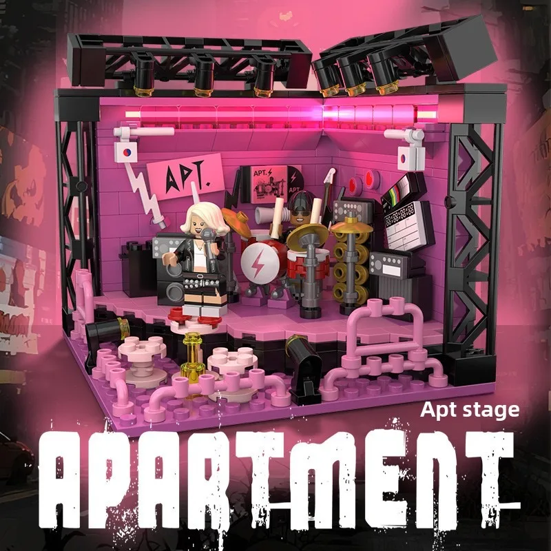 

MOC APT Pop Rock Singer Building Block Kits, Lighted Stage Building Block Model Building Blocks Toy, Halloween Gift for Kids