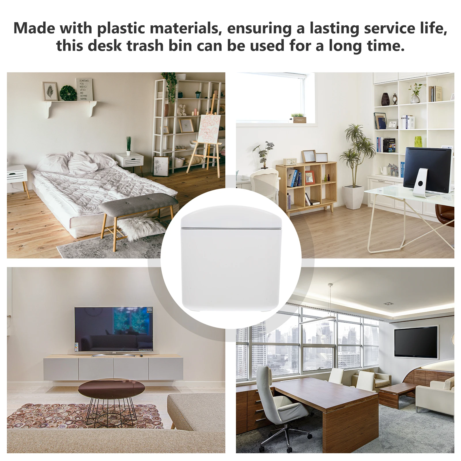 

Flip Lid Trash Can White Grey Large Capacity Home Bedroom Office Bathroom Desktop Waste Basket Plastic Garbage Can