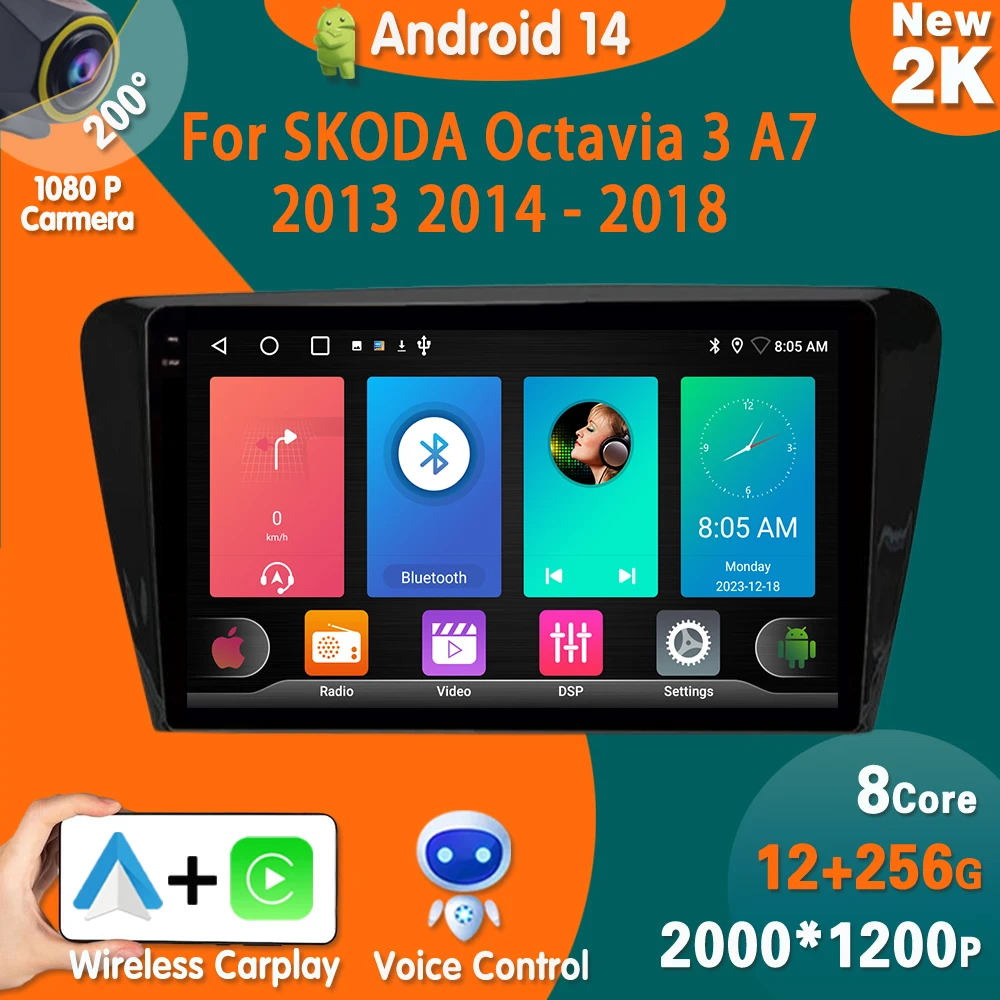 

Android 14 For Skoda Octavia 3 A7 2013 2014 - 2018 Car Radio Stereo Multimedia Video Player Navigation GPS