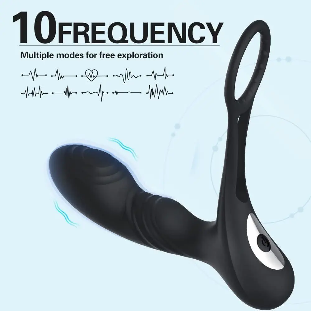 Vibromasseur Anal, jouets sexuels, masseur de Prostate, stimulateur avec double anneau pénien, 10 Modes de vibration et de chauffage, Plug Anal étanche V