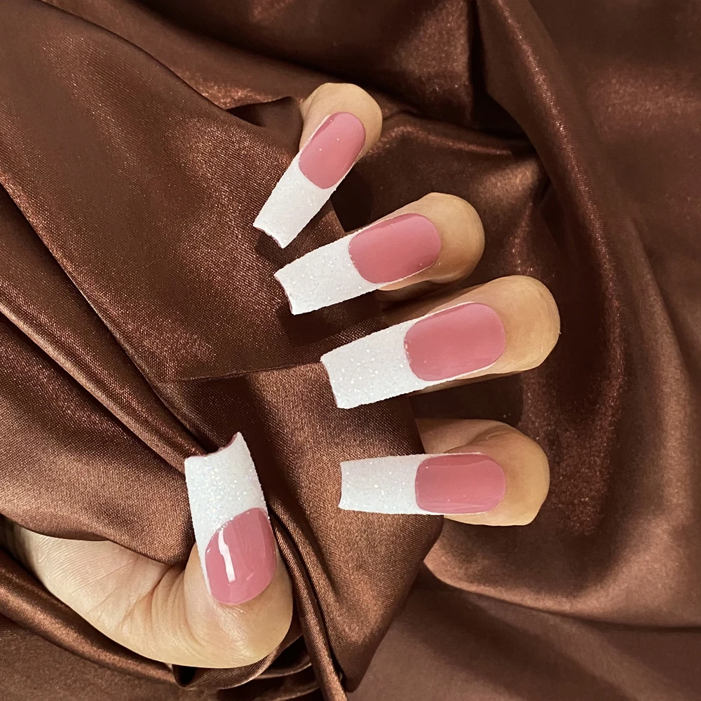 Uñas acrílicas de lujo para mujer, uñas artificiales hechas a mano de pato, Punta ostentosa, 10 piezas