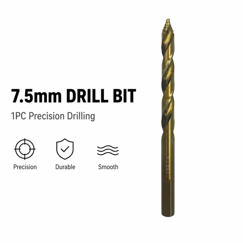 7.5 mm Straight Shank Twist Drill Bit, Sharp Cutting Edge Drill Bit for Multi‑Material Hole Drilling