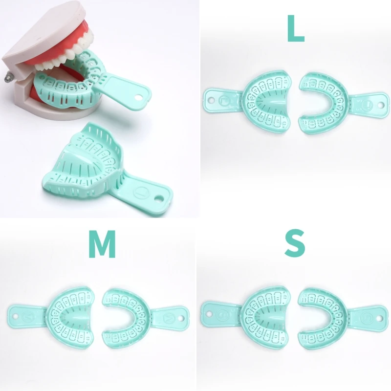 6Pcs/Set Dental Implant Tray High Temperature Full Mouth Partial Mold Tray Removable S/M/L Impression Plastic Tray