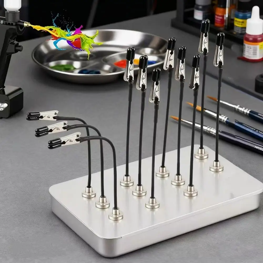 Flexible Magnetic Painting Tool Metal Alligator Clip For Hobby Model Crafting Spraying Station Display Accessory