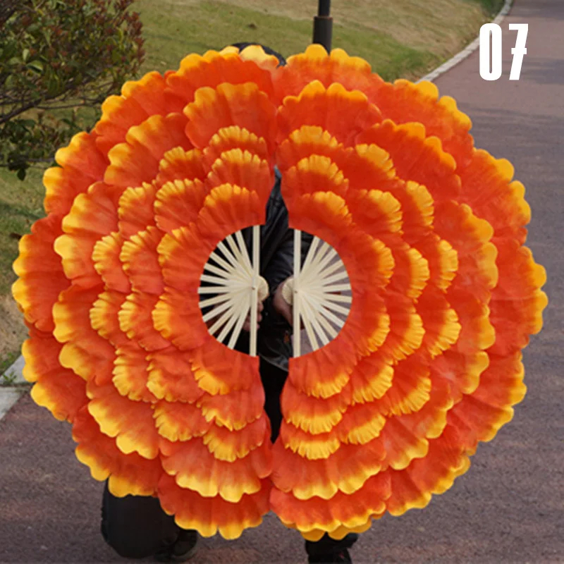 92cm Half-folded Dance Fan Adult Double-sided Peony Hand Fan Square Dance Fan Club Performance Props Decorative Craft Fans