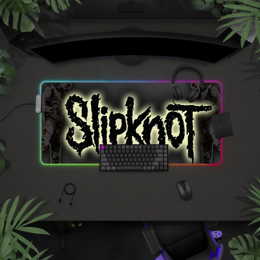 Band S-Slipknot-S Mouse Pad RGB LED Light Colorful Game Keyboard Non-slip Cover Desk-mat Surface Waterproof