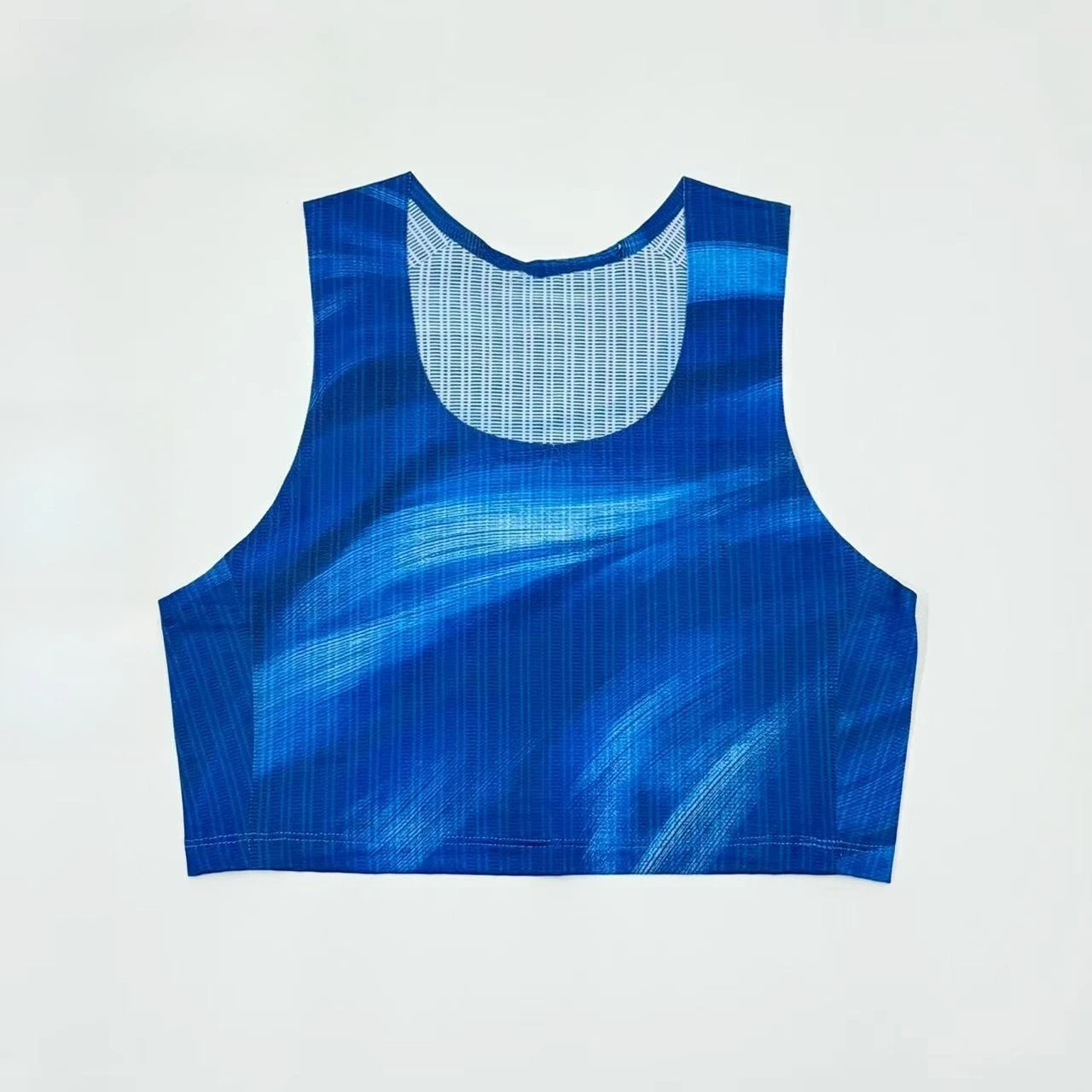 Yoga Vest Women Blue Gradient Print Round Neck Sleeveless Moisture Wicking Quick Dry Stretch Gym Running Fitness Tank Top