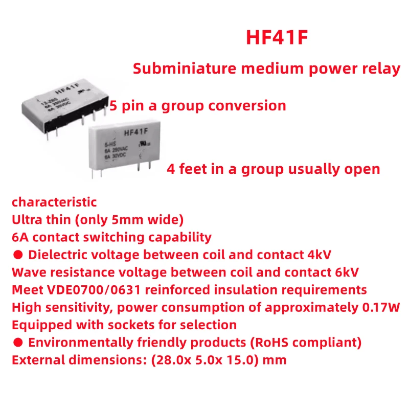 10PCS/Lot HF41F-24-ZS HF41F-12-ZS HF41F-5-ZS 5PIN HF41F-5-HS HF41F-12-HS HF41F-24-HS 4PIN Power Relay  41F-1Z-C-1 Relay Pedestal