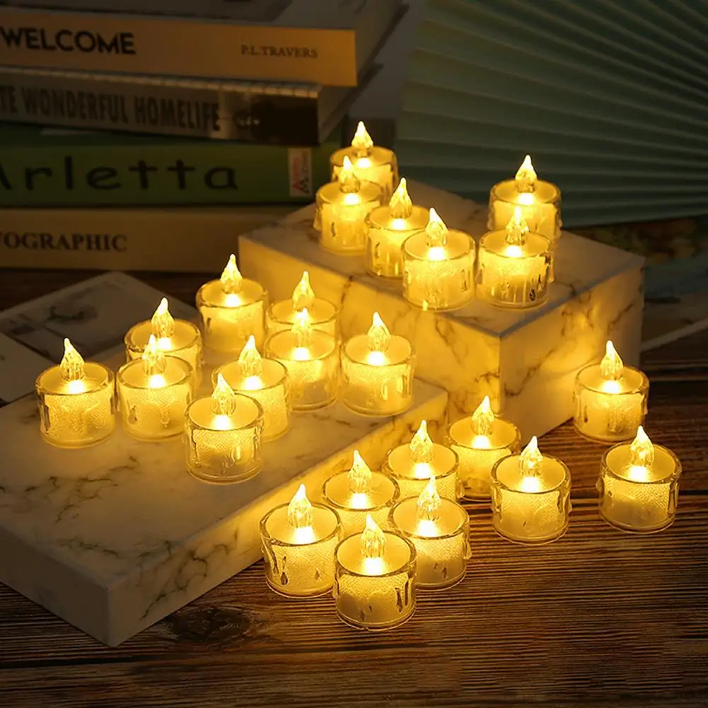 Velas electrónicas sin llama, lámpara LED, adorno, iluminación nocturna, lágrimas coreanas, cera de té brillante, 6 unidades por juego