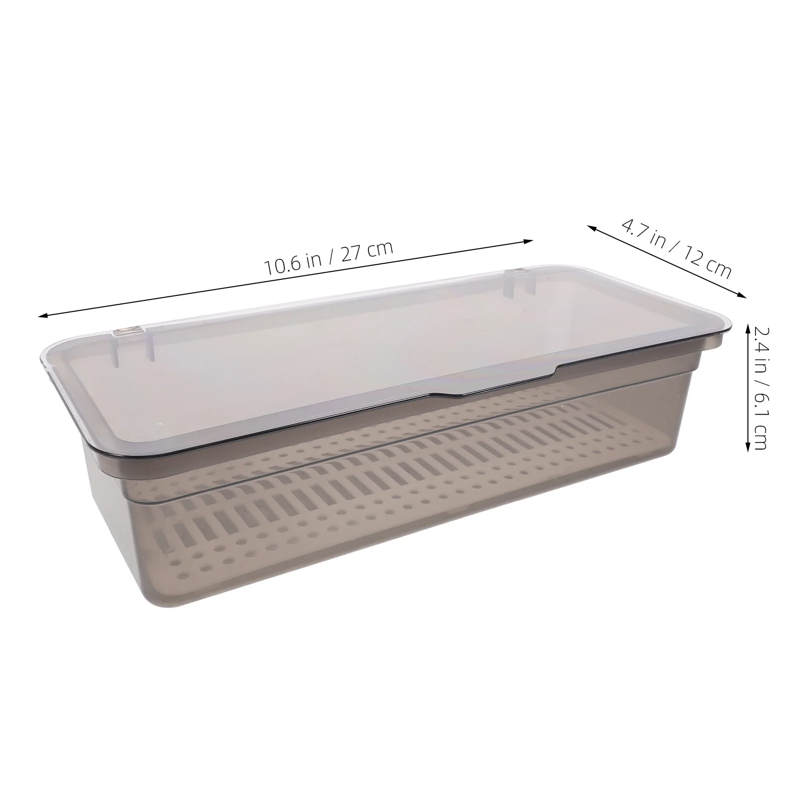 صندوق عيدان 25 سنتيمتر حامل أطباق رمادي غطاء شفاف استنزاف تصميم أواني التخزين المنظم درج المطبخ أدوات المائدة #5