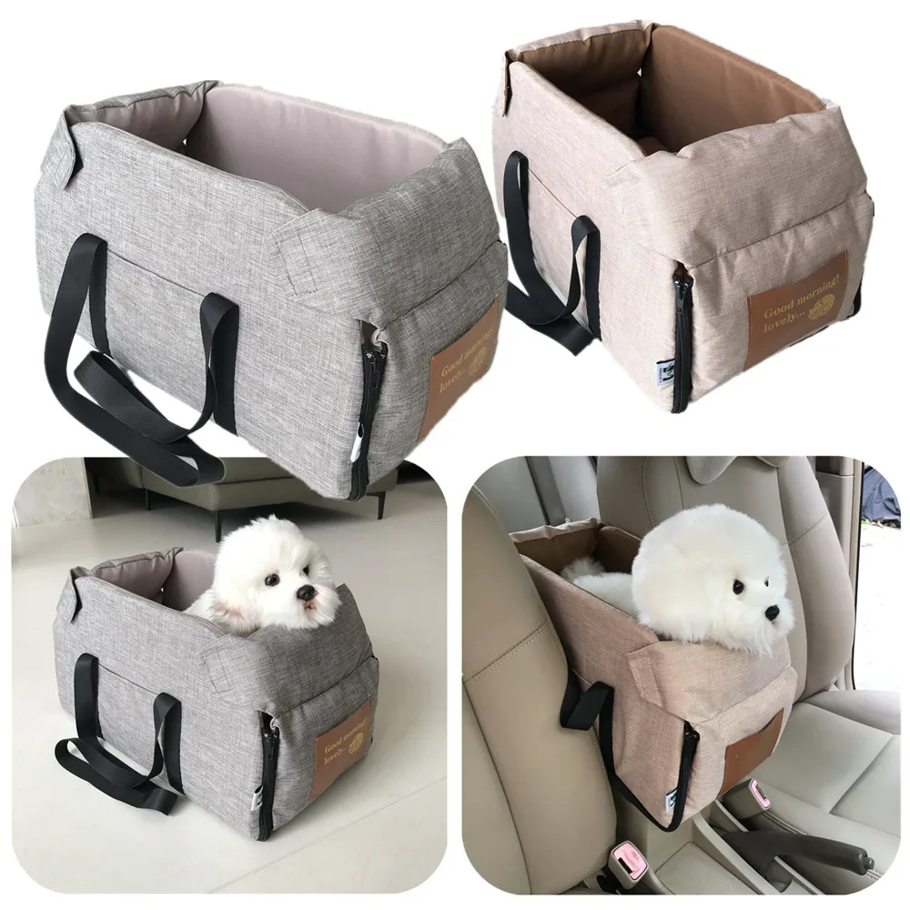 

Portable Pet Car Seat with Detachable Armrest Pillow Lift Seat Safety Buckle and Central Control cat and dog supplies