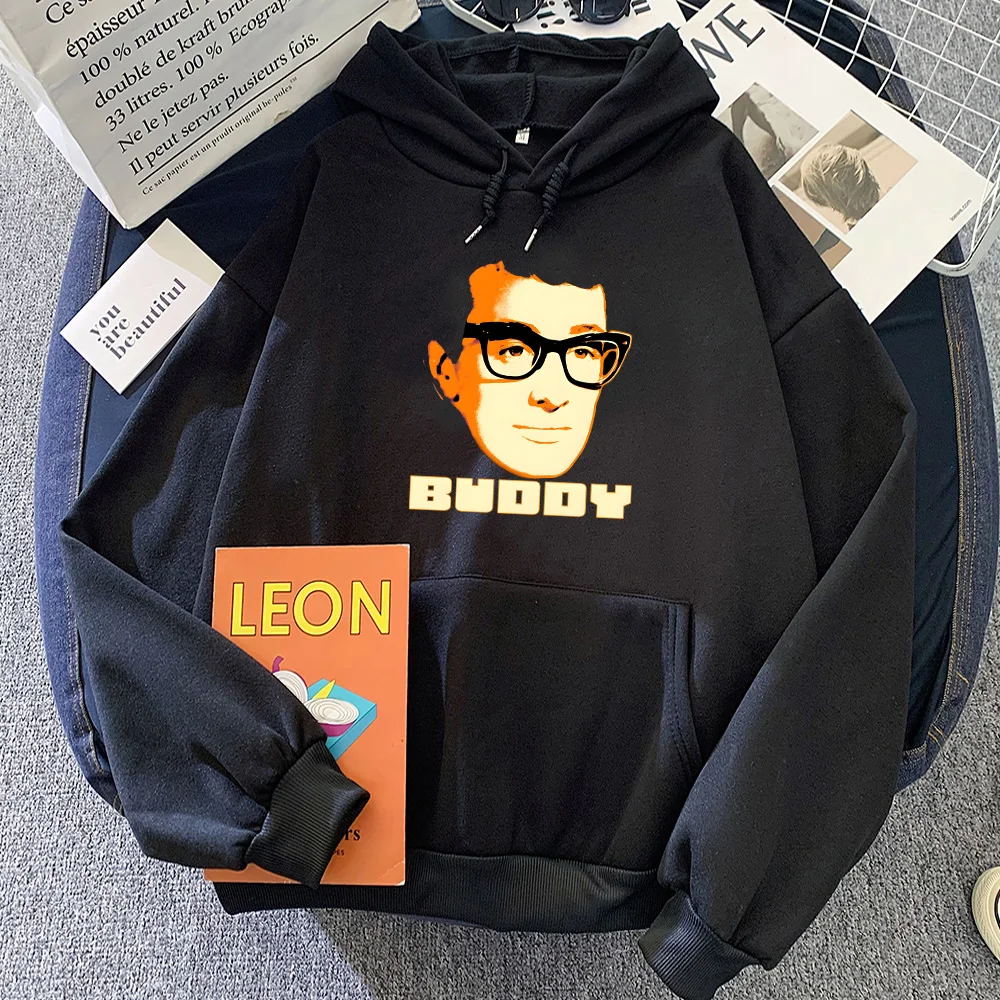 Buddy Holly Sweatshirt Fashion Grunge Fleece with Hooded Hoodie Men/women Casual Comfortable for Autumn/Winter Funko Pop Moletom