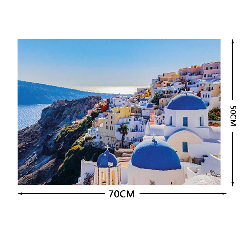 High Quality 70*50cm Adult 1000pcs Paper Jigsaw Puzzles The Santorini Famous Painting Series Learning Education Craft Toys Gifts