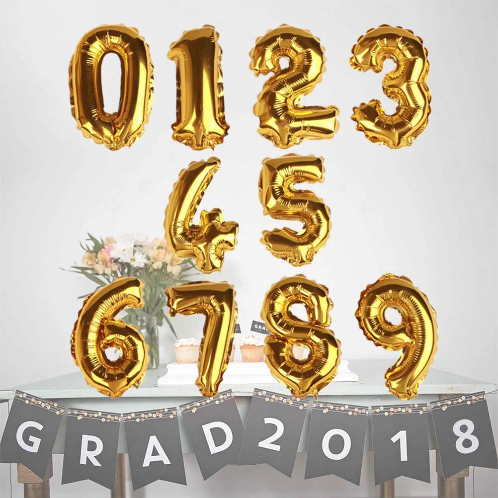 

10pcs 0-9 Number Aluminum Foil Balloon Cake Toppers Birthday Party Decoration Dessert Cupcake Anniversary Wedding Roasting