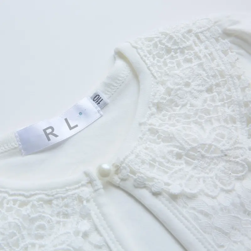 Girls Outerwear Children Cardigan Sweater 100% Cotton White Girls Coat For 1 2 3 4 6 8 10 12 Years Girls Clothes RKC175001