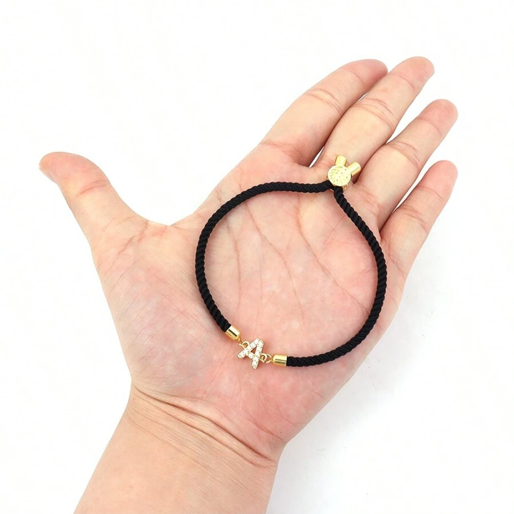 Minimalist Letter Bracelets for Women Dainty Classic Adjustable Gold Plated Initials Rope Bracelet For Women