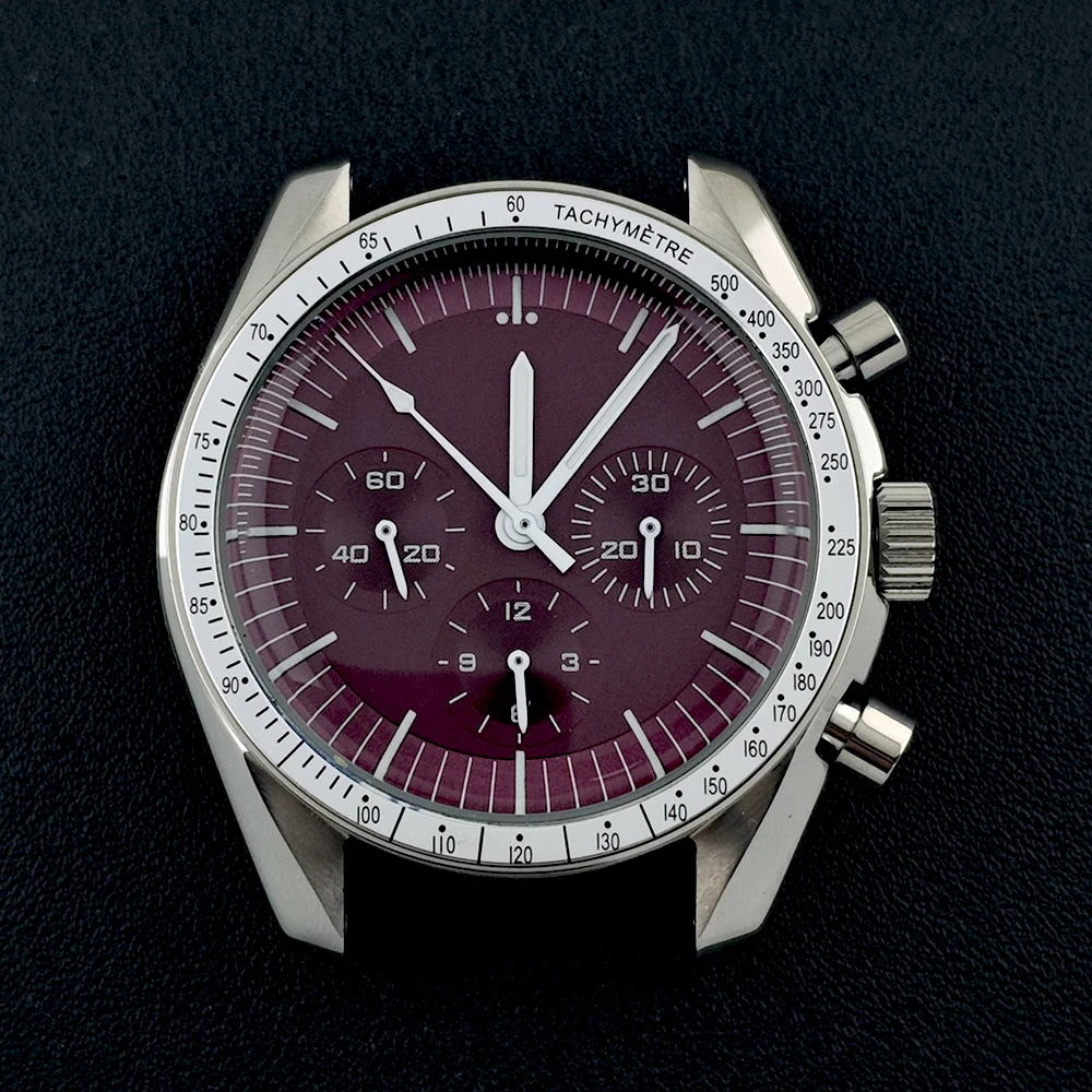 Cassa VK63 Cassa in acciaio inossidabile da 40 mm Cassa in vetro Aleck orologio da uomo quadrante con logo personalizzato Accessori per orologi con movimento VK63