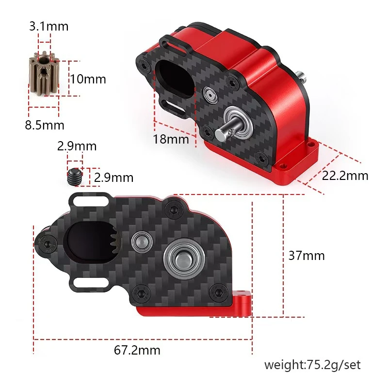 1/10 Axial SCX10 RC Crawler Lightweight CNC Metal LCG Low CG Gearbox Complete Transmission Housing Modification Replacement Part