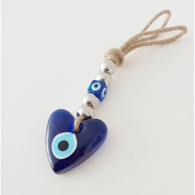 Lucky Eye Handmade Heart Keychain Car Keyring Blue Turkish Evil Eye Key Chain for Women Men Gift Home Decor Wall Decoration