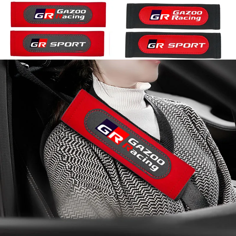 

2PCS Car Leather Safety Belt Pads printed pattern covers seat belt cover case for Toyota GR GAZOO RACING Accessories GR Sport