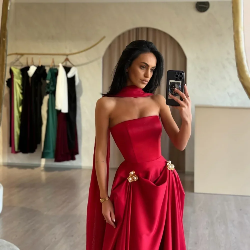 اللؤلؤ الزهور الديكور الأوشحة الطويلة الجلباب دي سواريه أربعة اتجاهات تمتد فساتين الحفلات ألف خط فستان حفلة موسيقية مخصص