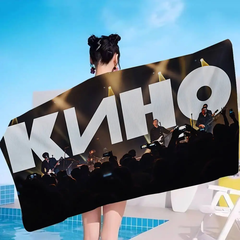 Russian Rock Band K-Kino Microfiber Blanket Quick Drying Beach Towels Oversized Printing Super Absorbent Pool Towel Blanket